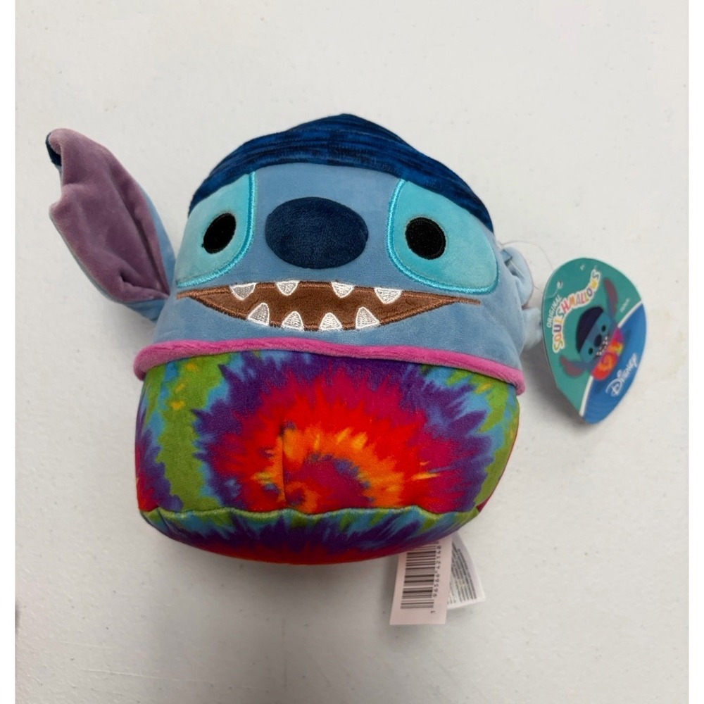 Squishmallows Disney STITCH 6.5" Plush NEW Tie Dye Shirt Beanie Hat NWT